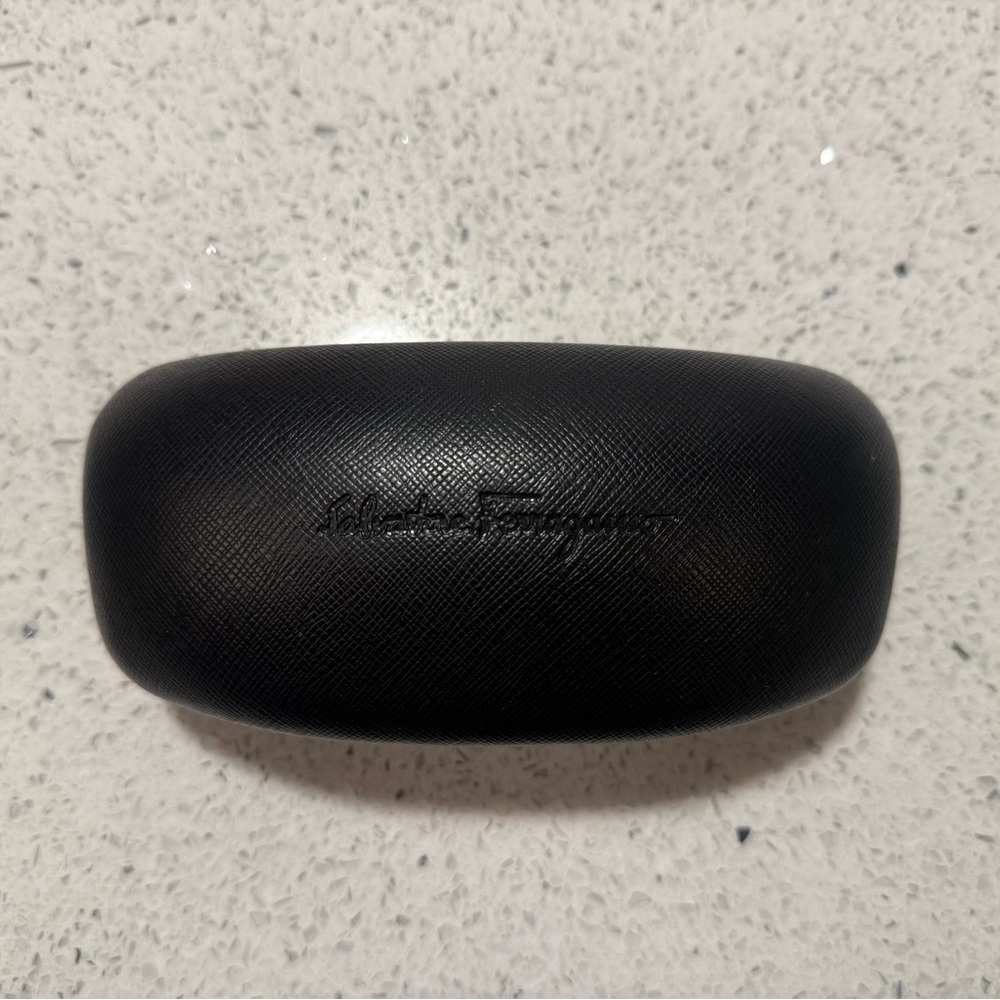 Salvatore Ferragamo Black Textured Hard Shell Eyewear Case